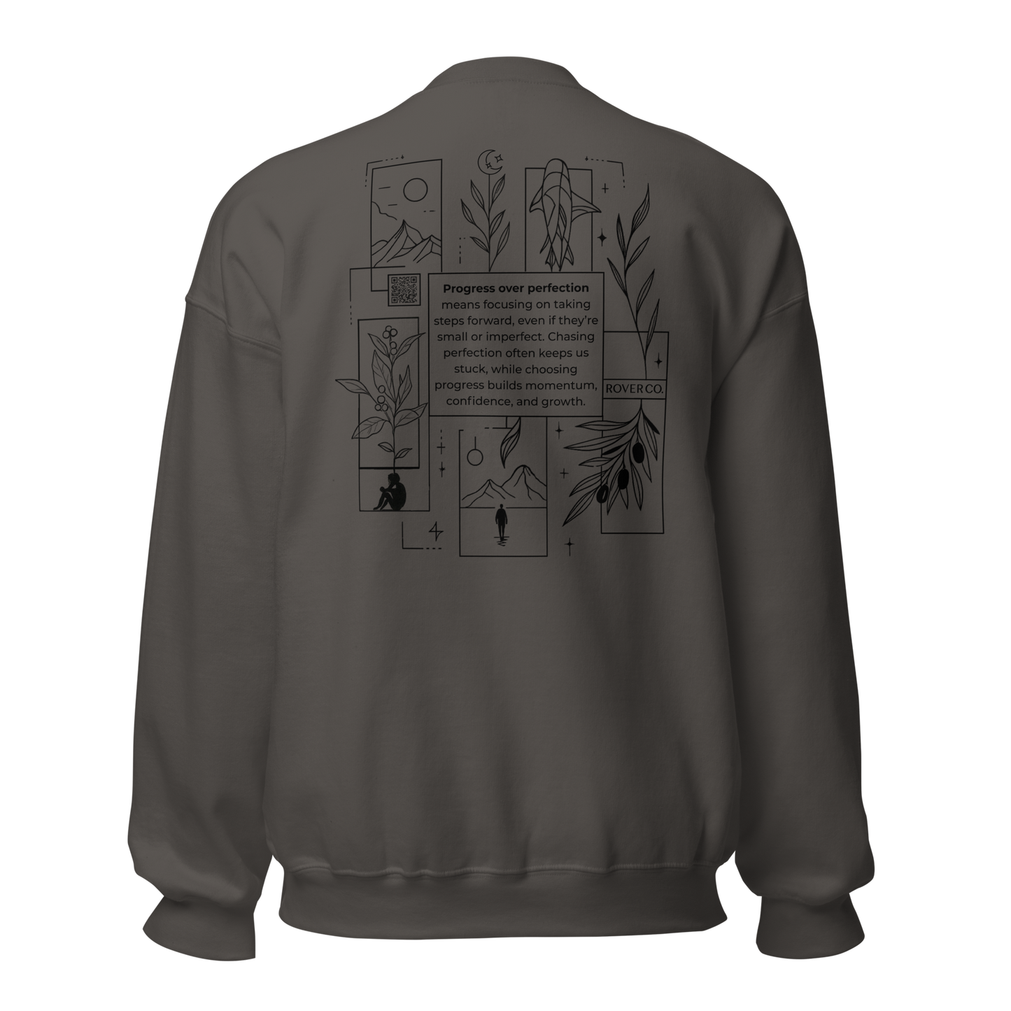 Progress Over Perfection Embroidered Mental Health Crewneck | Anxiety, Trauma & Self-Care Support Unisex Sweatshirt (Gildan 18000)