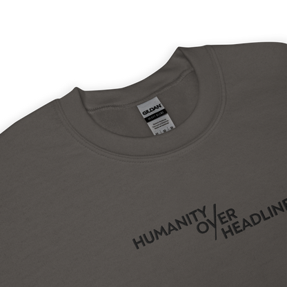 Humanity over Headlines Embroidery Unisex Sweatshirt |  Embroidered Palestine Crewneck | Anxiety, Trauma & Safety Support Sweatshirt (Gildan 18000)