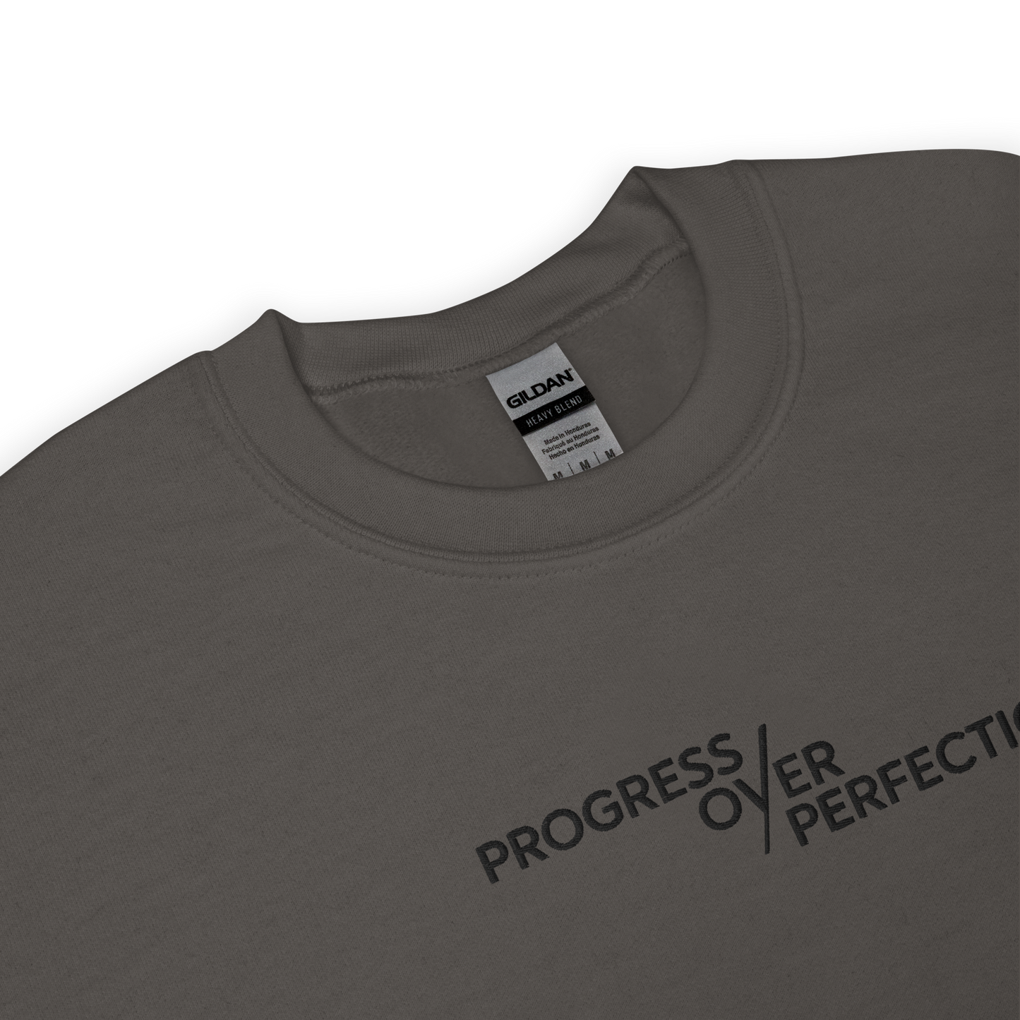 Progress Over Perfection Embroidered Mental Health Crewneck | Anxiety, Trauma & Self-Care Support Unisex Sweatshirt (Gildan 18000)