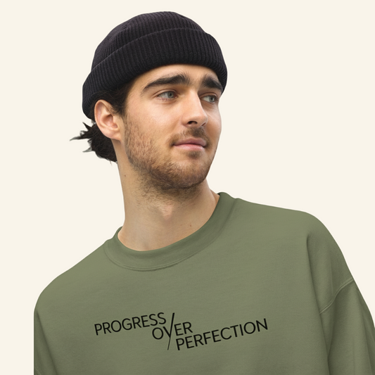 Progress over Perfection Unisex Sweatshirt | Mental Health Minimal Apparel