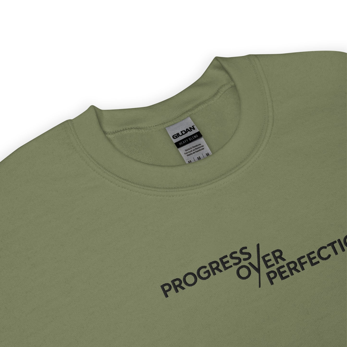 Progress Over Perfection Embroidered Mental Health Crewneck | Anxiety, Trauma & Self-Care Support Unisex Sweatshirt (Gildan 18000)