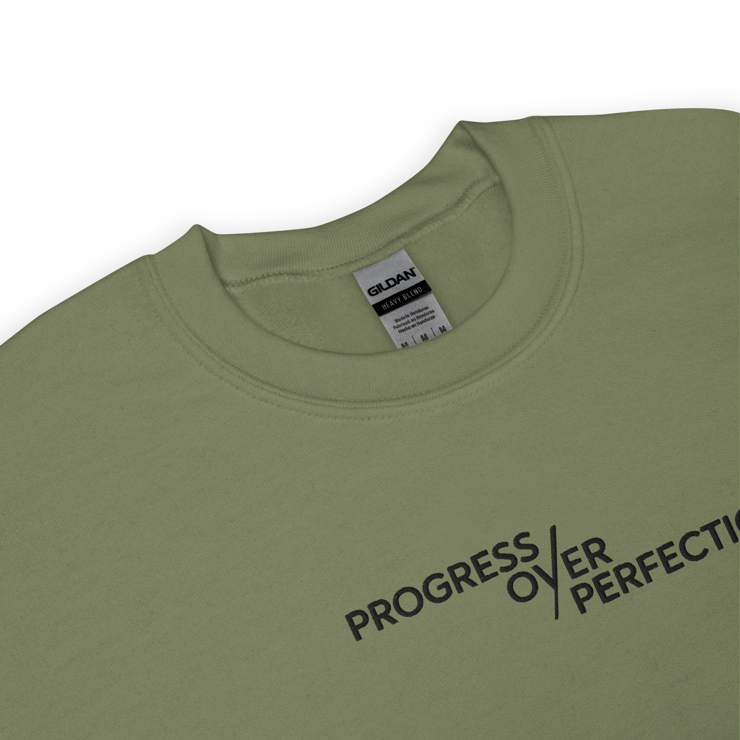 Progress Over Perfection Embroidered Mental Health Crewneck | Anxiety, Trauma & Self-Care Support Unisex Sweatshirt (Gildan 18000)