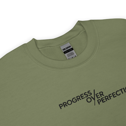 Progress Over Perfection Embroidered Mental Health Crewneck | Anxiety, Trauma & Self-Care Support Unisex Sweatshirt (Gildan 18000)