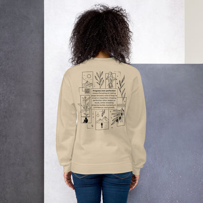 Progress over Perfection Unisex Sweatshirt | Mental Health Minimal Apparel