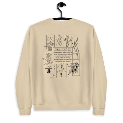 Progress Over Perfection Embroidered Mental Health Crewneck | Anxiety, Trauma & Self-Care Support Unisex Sweatshirt (Gildan 18000)