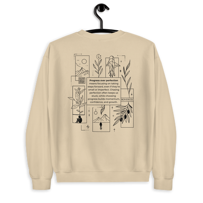 Progress Over Perfection Embroidered Mental Health Crewneck | Anxiety, Trauma & Self-Care Support Unisex Sweatshirt (Gildan 18000)