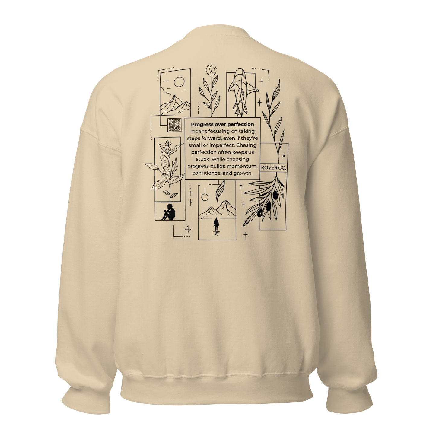 Progress Over Perfection Embroidered Mental Health Crewneck | Anxiety, Trauma & Self-Care Support Unisex Sweatshirt (Gildan 18000)