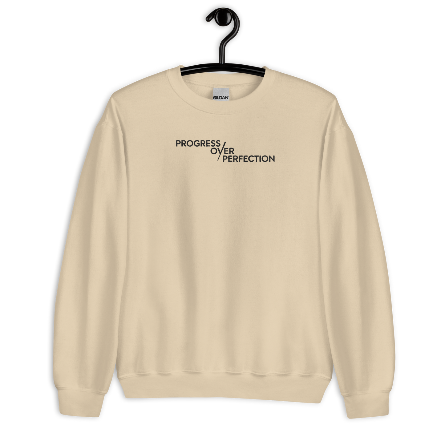 Progress Over Perfection Embroidered Mental Health Crewneck | Anxiety, Trauma & Self-Care Support Unisex Sweatshirt (Gildan 18000)