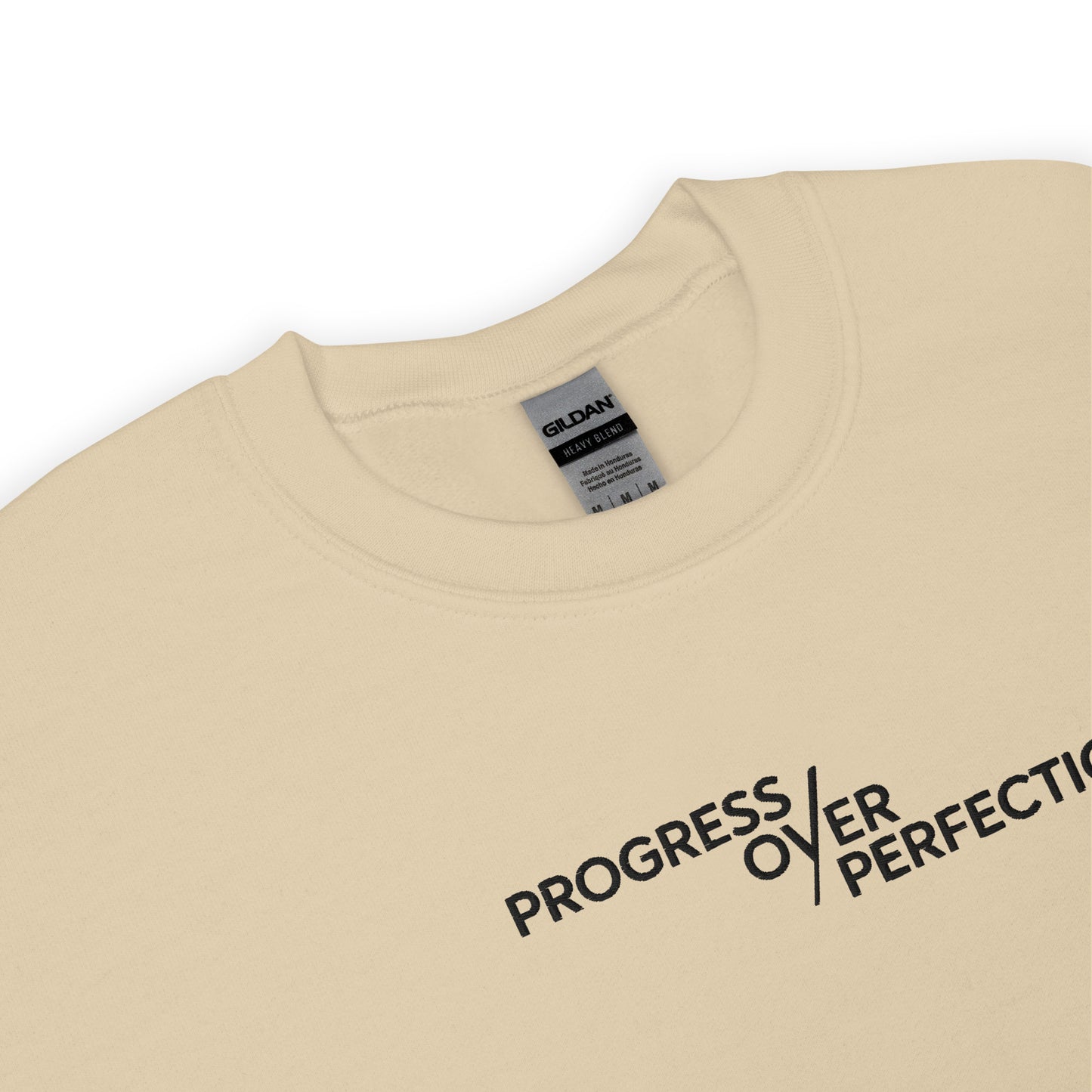 Progress Over Perfection Embroidered Mental Health Crewneck | Anxiety, Trauma & Self-Care Support Unisex Sweatshirt (Gildan 18000)