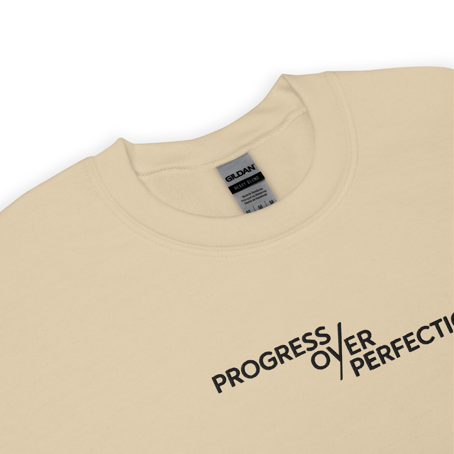 Progress Over Perfection Embroidered Mental Health Crewneck | Anxiety, Trauma & Self-Care Support Unisex Sweatshirt (Gildan 18000)