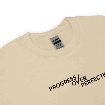 Progress Over Perfection Embroidered Mental Health Crewneck | Anxiety, Trauma & Self-Care Support Unisex Sweatshirt (Gildan 18000)