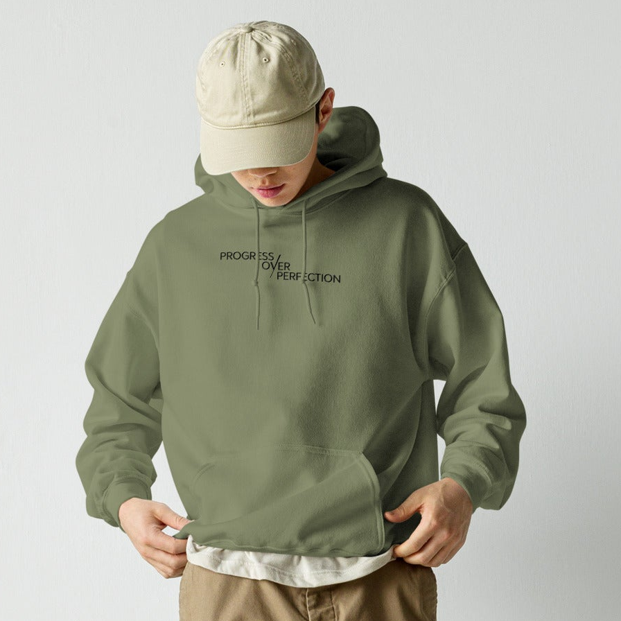 Progress over Perfection Unisex Hoodie | Mental Health Minimal Apparel