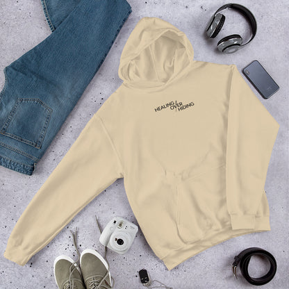Healing over Hiding Unisex Hoodie | Mental Health Minimal Apparel